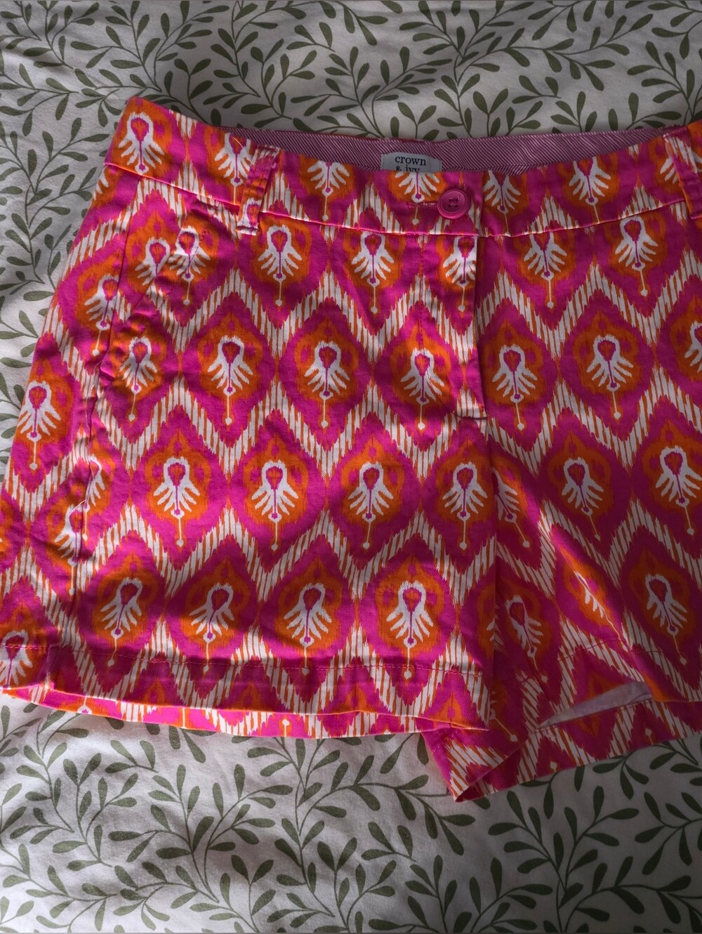 crown & ivy Pink and Orange Geometric Womens Shorts